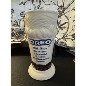 Vintage 2000 Oreo Cookie Milk Shake Recipe Ceramic Mug Houston Harvest 7" Tall